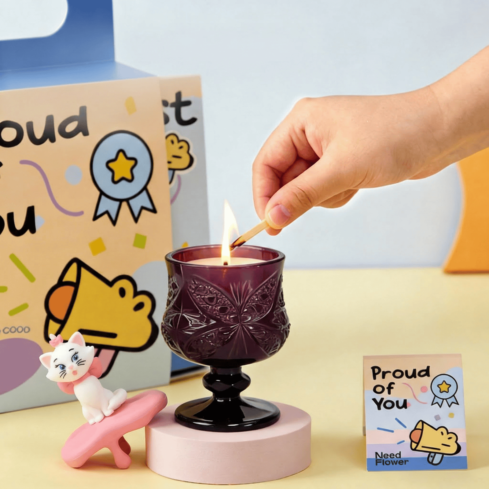 Character Lid Solid Scented Glass Cup